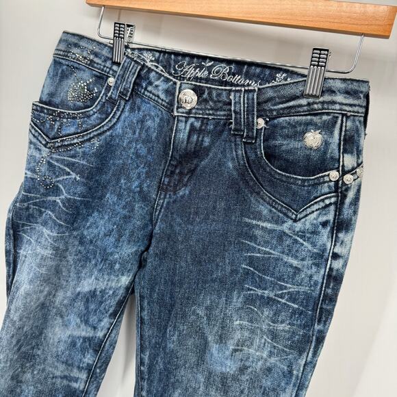 Apple Bottoms Jeans Womens 7 / 8 (30x33 ACTUAL) Acid Wash Rhinestone Denim Y2K - Picture 11 of 12
